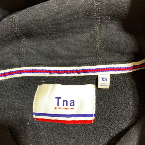 EUC TNA Black Heavyweight Ribbed Pull On Kanga Warm Hooded Sweatshirt Size XS - Picture 3 of 7